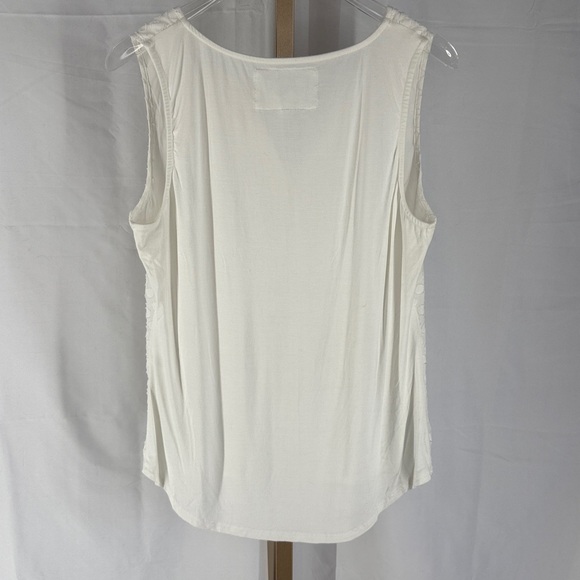 41 HAWTHORN Ezide Polka Dot Textured Mixed Material Tank Top Shirt - White - S - Picture 11 of 12